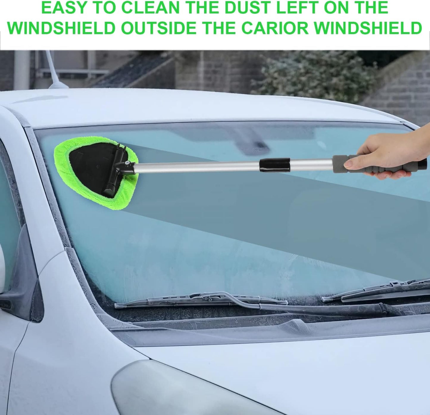 Microfiber Car Windshield Cleaning Tool with Extendable Handle