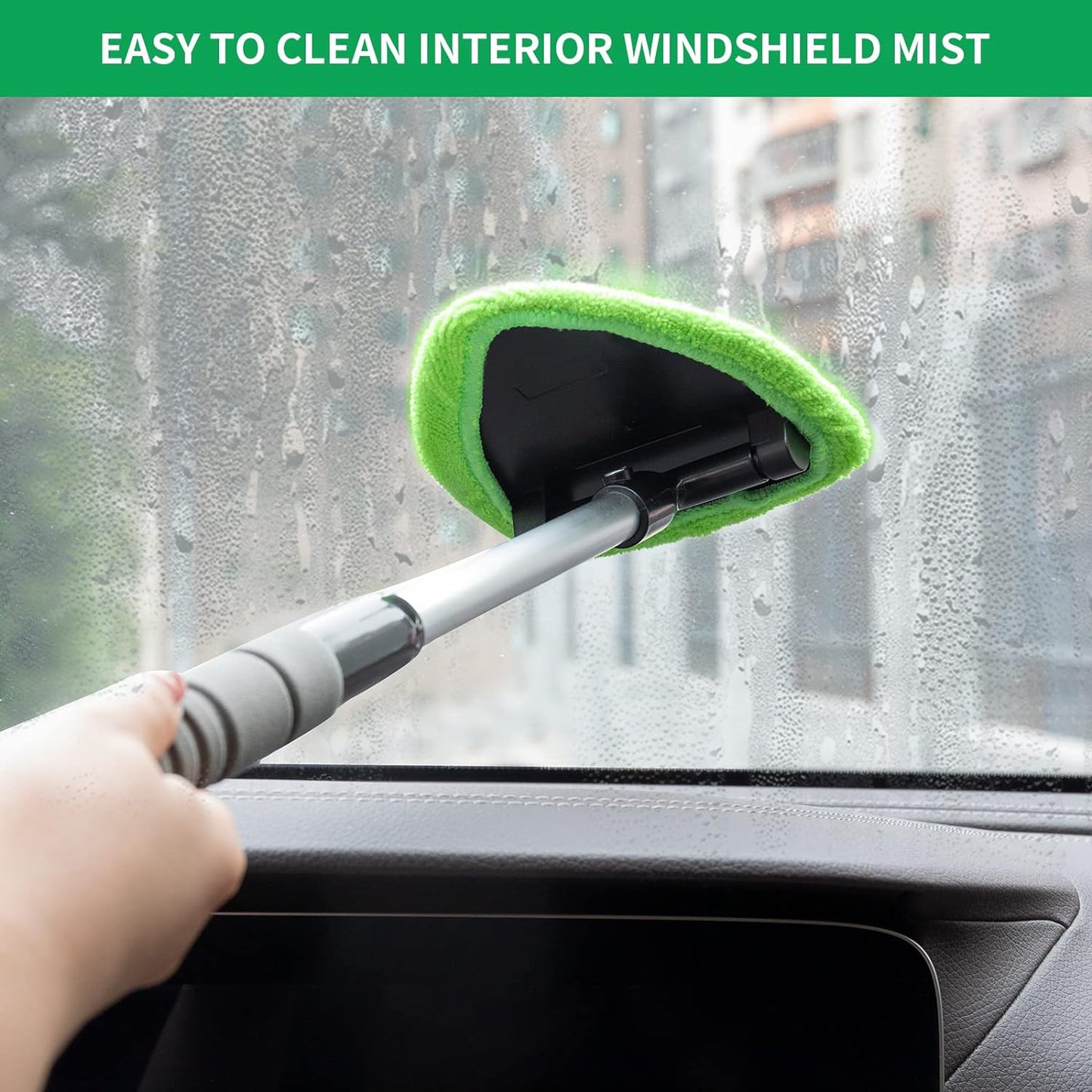 Microfiber Car Windshield Cleaning Tool with Extendable Handle