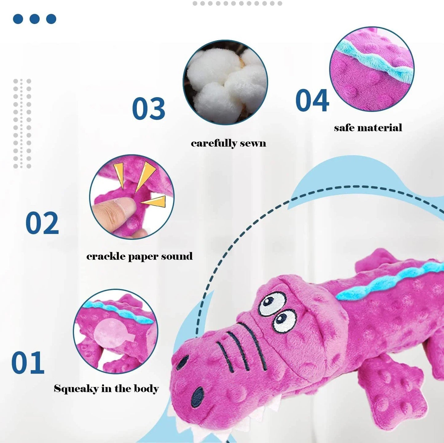 Squeaky Crocodile Plush for Aggressive Chewers