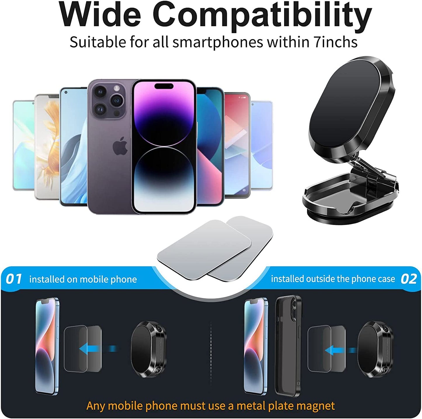 New Alloy Folding Magnetic Car Phone Holder
