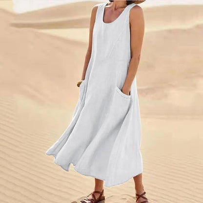 🔥Women's Sleeveless Cotton And Polyester Dress