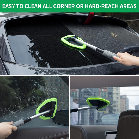 Microfiber Car Windshield Cleaning Tool with Extendable Handle