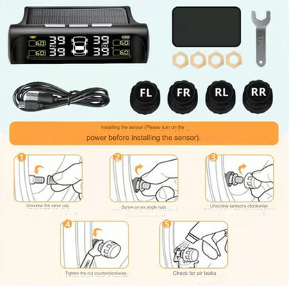Solar Powered Car Tire Pressure Monitoring Tool