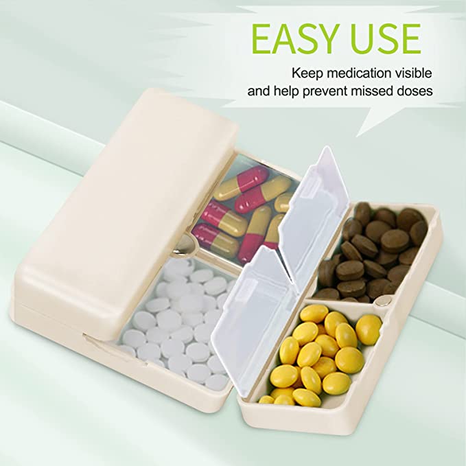 Daily Pill Organizer, 7 Compartments Portable Pill Case Travel Pill Organizer,[Folding Design]Pill Box