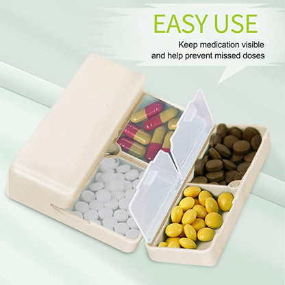 Daily Pill Organizer, 7 Compartments Portable Pill Case Travel Pill Organizer,[Folding Design]Pill Box